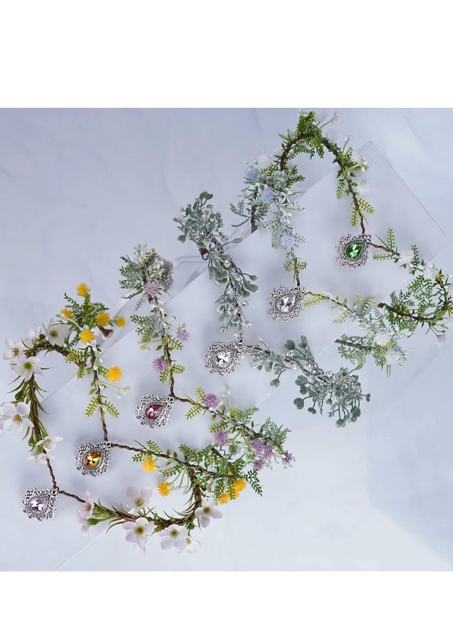 Woodland Flower Crown Elf Florla Headband Forest Fairy Headpiece for Women Girls Wedding Cosplay Bridal Shower Party - Image 5