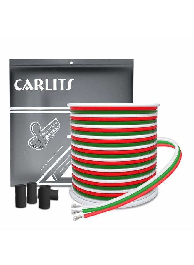 CARLITS 22AWG 65.6ft 3 Conductor Extension Cable Wire Cord Line 20m Stranded Tinned Copper 22 Gauge 3Pin Color Wire 12V 24V DC for WS2812b WS2811 Dream Color Led Strip Lights - Image 1