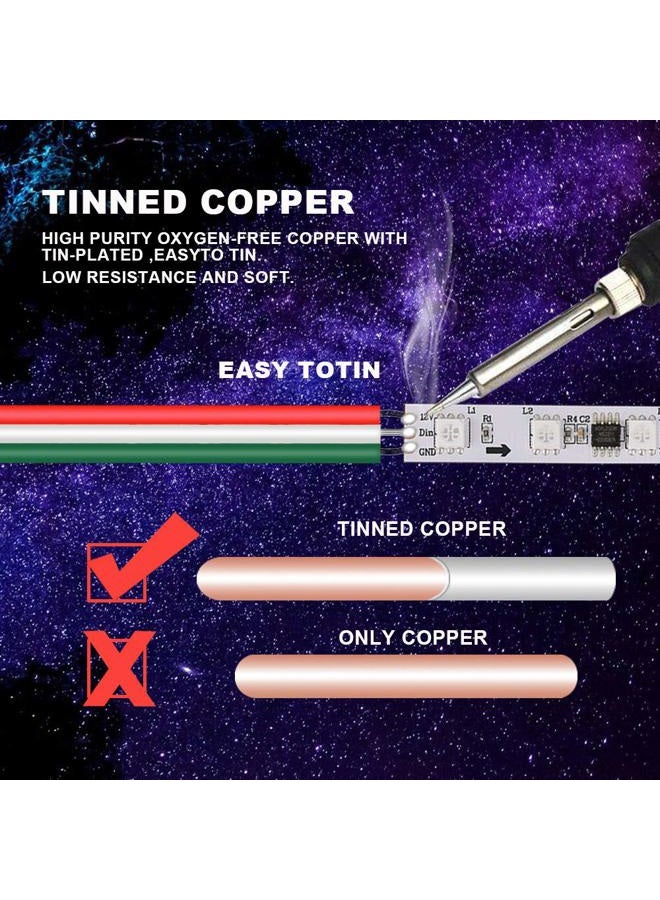 CARLITS 22AWG 65.6ft 3 Conductor Extension Cable Wire Cord Line 20m Stranded Tinned Copper 22 Gauge 3Pin Color Wire 12V 24V DC for WS2812b WS2811 Dream Color Led Strip Lights - Image 4