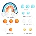 Qoadwem Blue Rainbow Cake Toppers Qoadwem 14pcs Blue Rainbow Cake Toppers With Orange White Balls For Dog Birthday Cake Decorations Baby Shower Party Supplies - Image 2