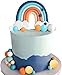 Qoadwem Blue Rainbow Cake Toppers Qoadwem 14pcs Blue Rainbow Cake Toppers With Orange White Balls For Dog Birthday Cake Decorations Baby Shower Party Supplies - Image 3