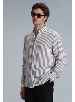 Lufian New Men's Basic Shirt Regular Fit Brown  - Image 3