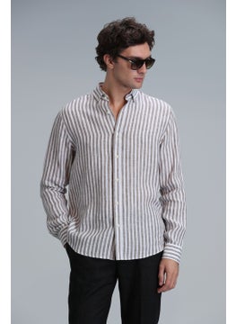 Lufian New Men's Basic Shirt Regular Fit Brown  - Image 4