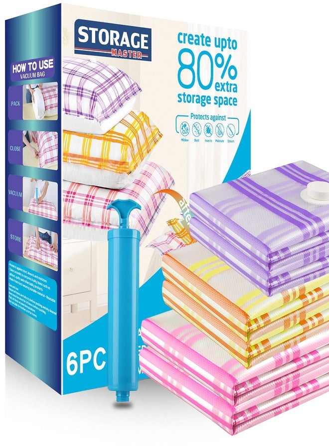 Storage Master 6-Pack Vacuum Storage Bags, Space Saver Bags 80% More Storage Space Work with Vacuum Cleaner + Travel Hand Pump (6 Combo (2L+2M+2S)) - Image 1