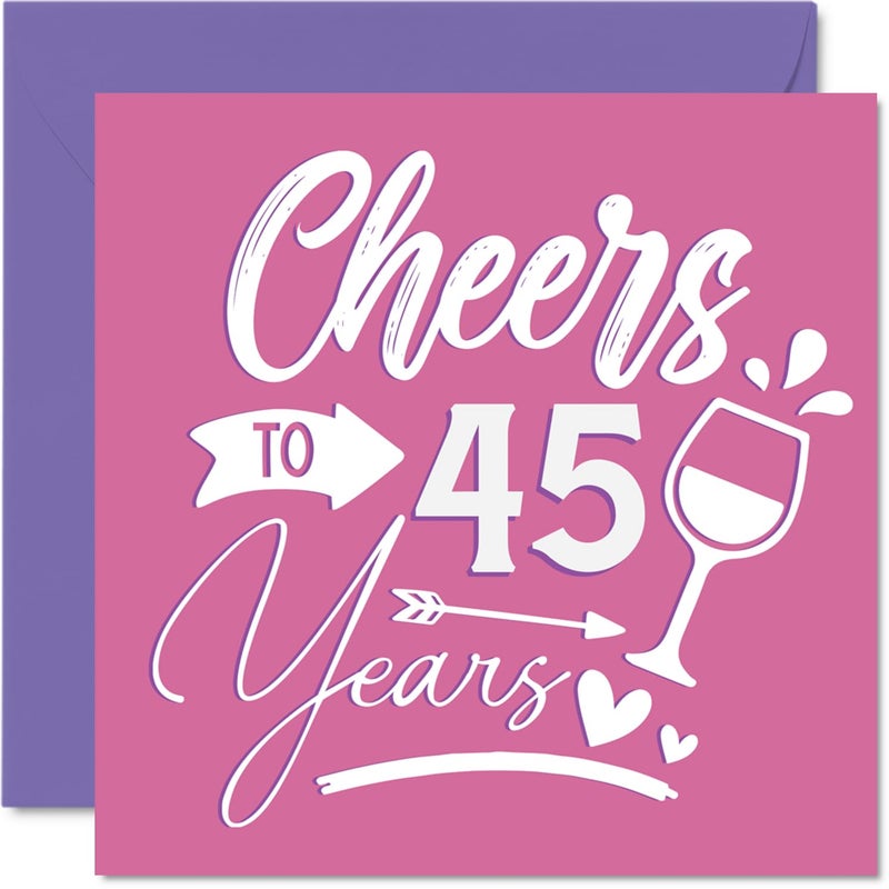Stuff4 45th Birthday Cards for Women - Cheers - Happy Birthday Card for 45 Year Old Woman Neighbor Cousin Aunt Niece  5.7 Inch Bday Greeting Cards - Image 1