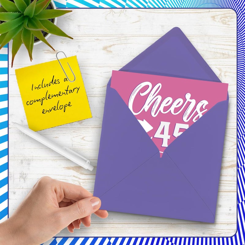 Stuff4 45th Birthday Cards for Women - Cheers - Happy Birthday Card for 45 Year Old Woman Neighbor Cousin Aunt Niece  5.7 Inch Bday Greeting Cards - Image 5