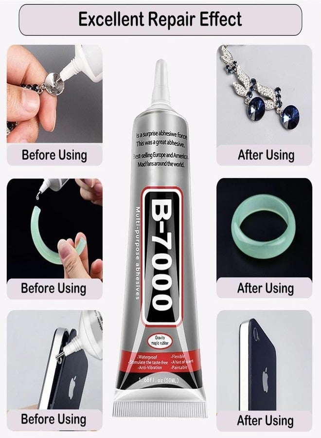 DEXURIES غراء لاصق متعدد الأغراض DEXURIES B7000 | للمجوهرات، والخرز، والملابس، والأحذية، والأقمشة، وإصلاح الشاشات، والمعادن، والأحجار، والزجاج، والهواتف المحمولة، والحرف اليدوية المصنوعة من الكريستال الصناعي (50 مل، 1.68 أونصة سائلة/عبوة من قطعتين) - Image 5