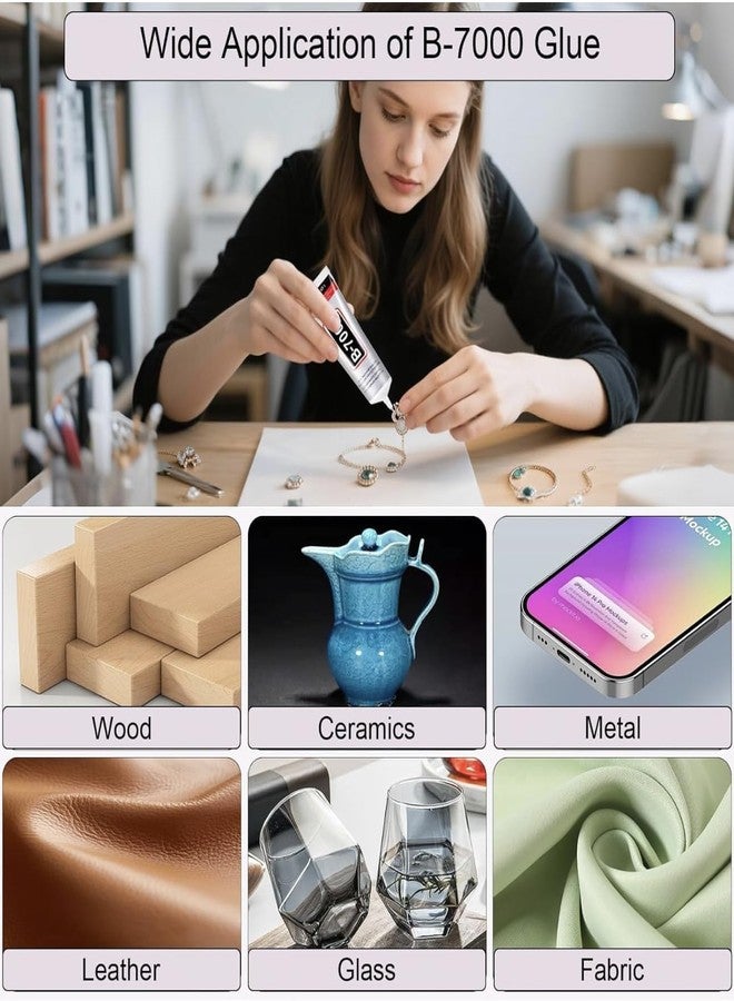 DEXURIES غراء لاصق متعدد الأغراض DEXURIES B7000 | للمجوهرات، والخرز، والملابس، والأحذية، والأقمشة، وإصلاح الشاشات، والمعادن، والأحجار، والزجاج، والهواتف المحمولة، والحرف اليدوية المصنوعة من الكريستال الصناعي (50 مل، 1.68 أونصة سائلة/عبوة من قطعتين) - Image 4