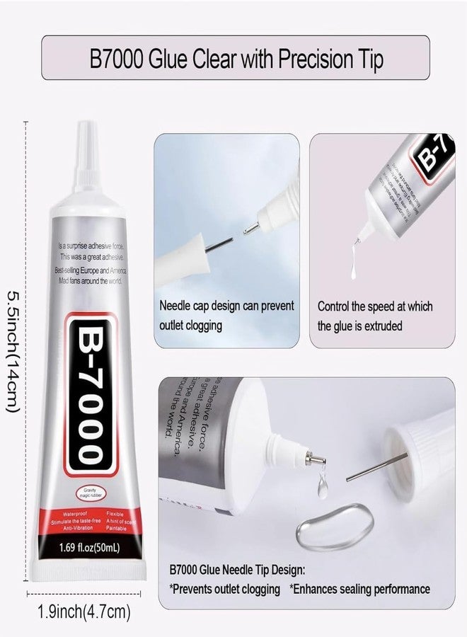DEXURIES غراء لاصق متعدد الأغراض DEXURIES B7000 | للمجوهرات، والخرز، والملابس، والأحذية، والأقمشة، وإصلاح الشاشات، والمعادن، والأحجار، والزجاج، والهواتف المحمولة، والحرف اليدوية المصنوعة من الكريستال الصناعي (50 مل، 1.68 أونصة سائلة/عبوة من قطعتين) - Image 2