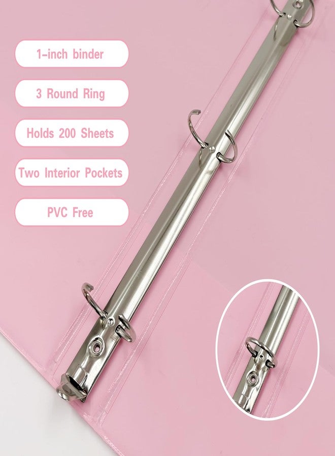 Ysenchan 1 Inch 3 Ring Binder with Pockets - 6 Pack Binders Bulk for US Letter Size Paper, Multicolor for Office, Home,Work,School Use(Pink Binder) - Image 3