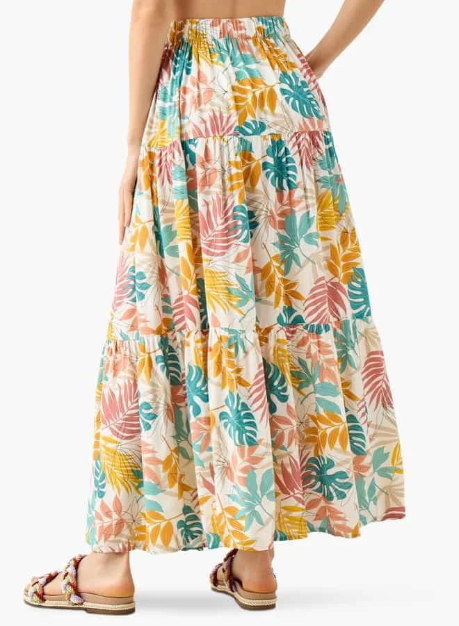 Splash FAV Printed Maxi Skirt with Elasticated Waistband