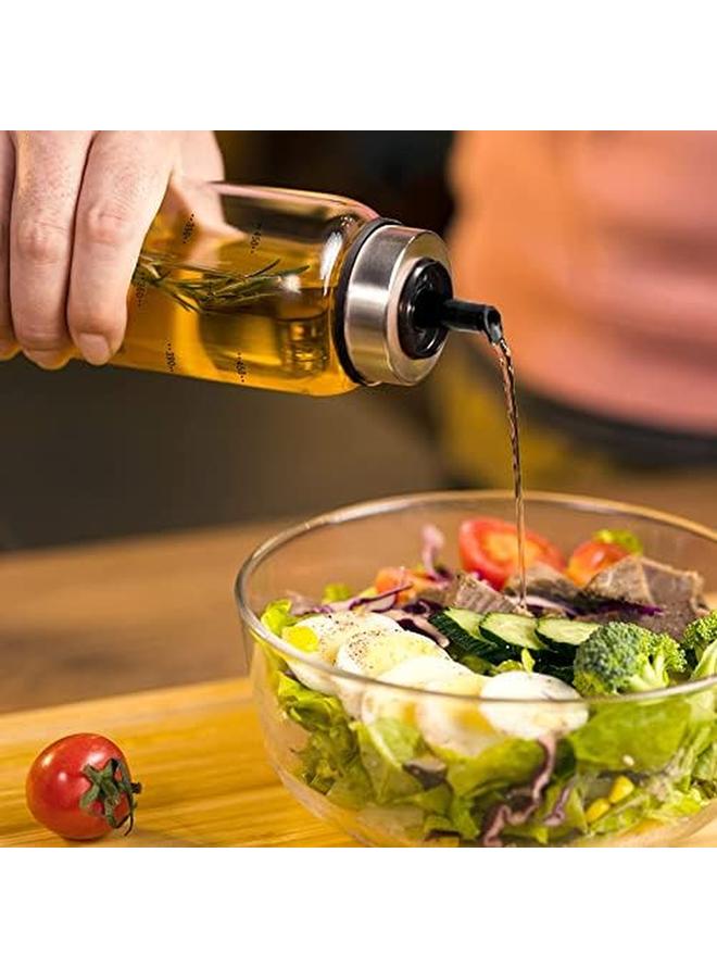 كاست ويف زجاجة موزع زيت الزيتون 500 مل، موزع زيت وخل بسعة كبيرة، وعاء زيت زجاجي من البوروسيليكات، مقياس عالي الدقة مع غطاء، زجاجة توابل المطبخ، حاوية زيت الطبخ قطعتين - Image 3