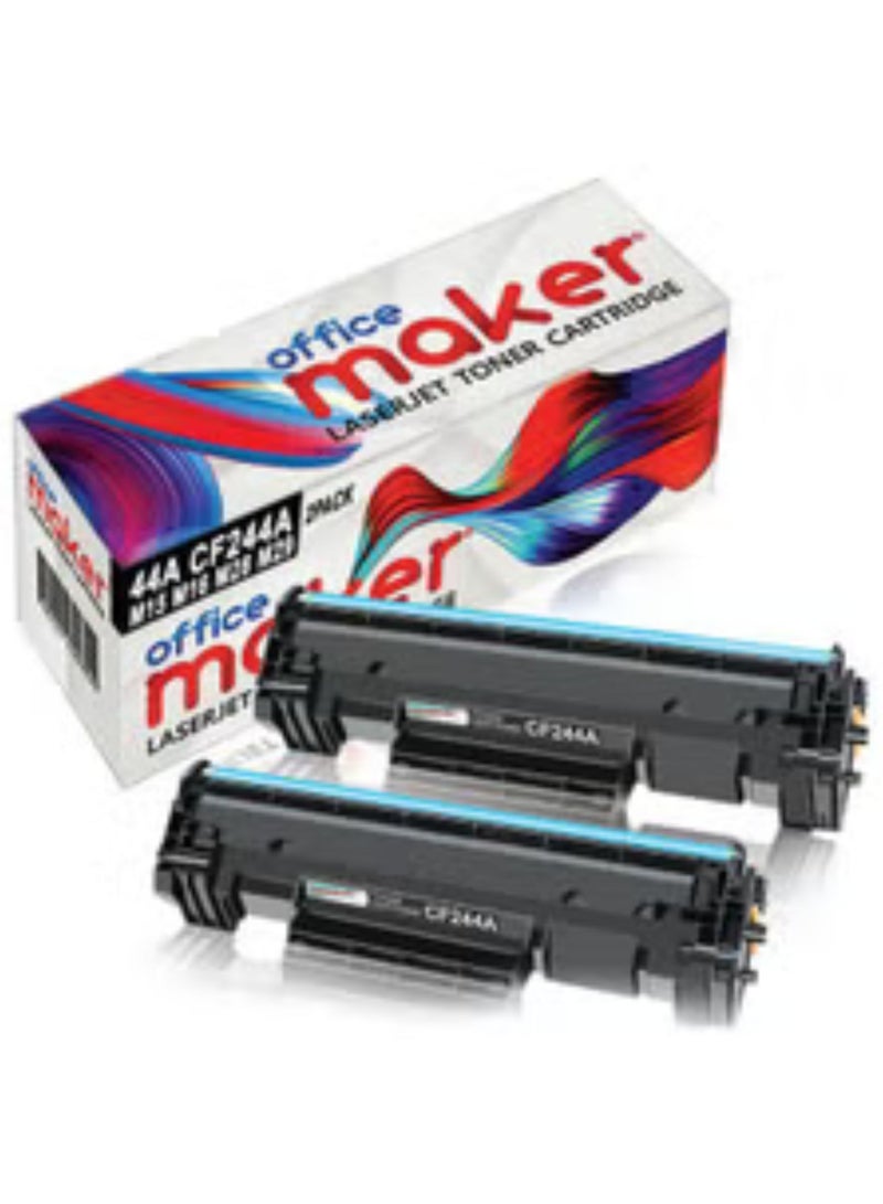 Office Maker 2-Pack 44A CF244A Laserjet Toner Cartridge for Printer Black - Image 1