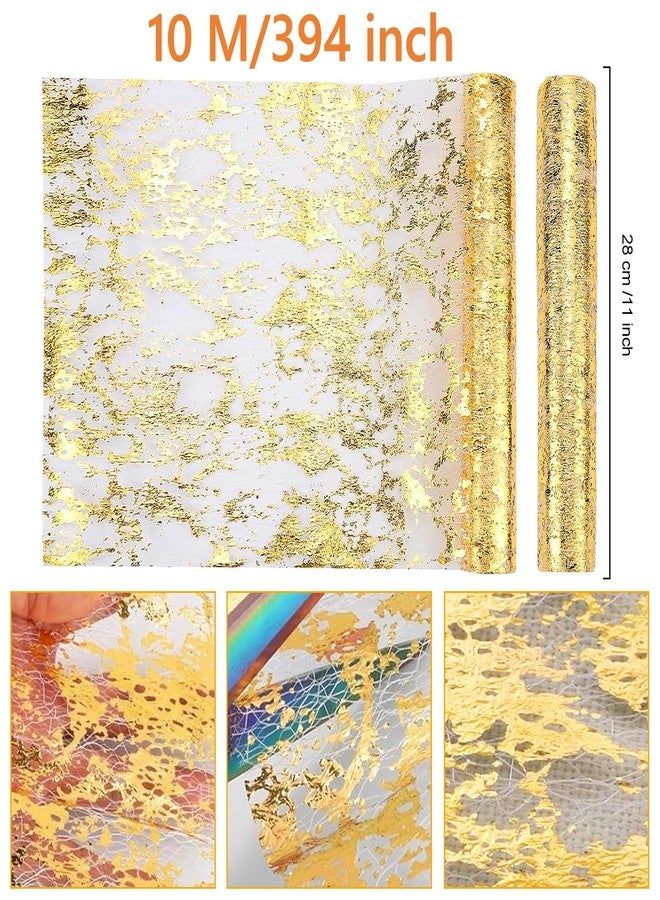 Tendry Gold Table Runner Roll 11"x394",Glitter Metallic Foil Thin Mesh Table Runner, Gold Table Decorations for Party, Celebrations, Birthdays, Weddings, Christmas, Baby Showers, DIY, etc - Image 3