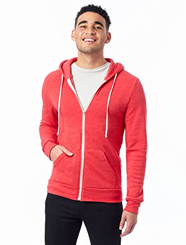 Alternative Men Rocky Fleece Zip Hoodie, Eco True Red, Medium - Image 1