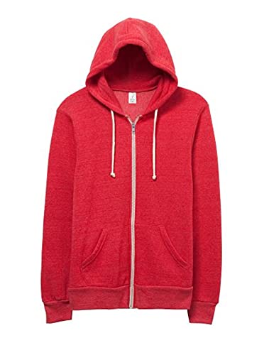 Alternative Men Rocky Fleece Zip Hoodie, Eco True Red, Medium - Image 4