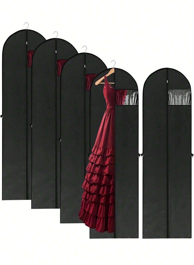 GoldenLike Hanging Garment Bag Suit Bag Cover Foldable Clothes Covers Wedding Gown Cover Long Dress Bag Dustproof Clothe Protector for Suit Coat Jacket Long Dress(60*180CM-BLK) - Image 1