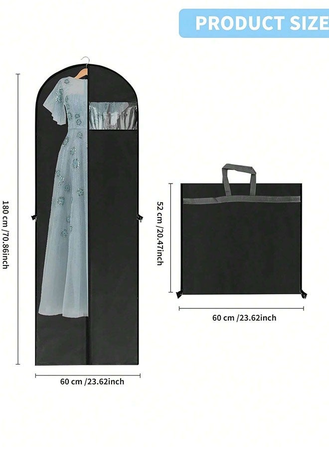 GoldenLike Hanging Garment Bag Suit Bag Cover Foldable Clothes Covers Wedding Gown Cover Long Dress Bag Dustproof Clothe Protector for Suit Coat Jacket Long Dress(60*180CM-BLK) - Image 2