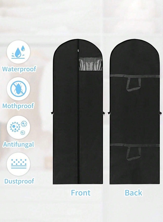 GoldenLike Hanging Garment Bag Suit Bag Cover Foldable Clothes Covers Wedding Gown Cover Long Dress Bag Dustproof Clothe Protector for Suit Coat Jacket Long Dress(60*180CM-BLK) - Image 3
