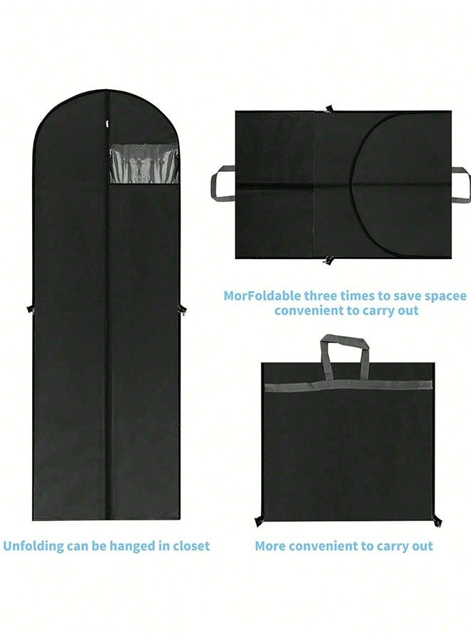 GoldenLike Hanging Garment Bag Suit Bag Cover Foldable Clothes Covers Wedding Gown Cover Long Dress Bag Dustproof Clothe Protector for Suit Coat Jacket Long Dress(60*180CM-BLK) - Image 5
