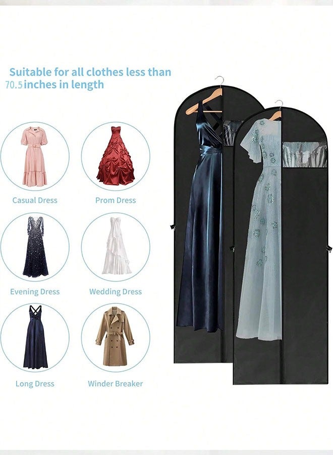 GoldenLike Hanging Garment Bag Suit Bag Cover Foldable Clothes Covers Wedding Gown Cover Long Dress Bag Dustproof Clothe Protector for Suit Coat Jacket Long Dress(60*180CM-BLK) - Image 4