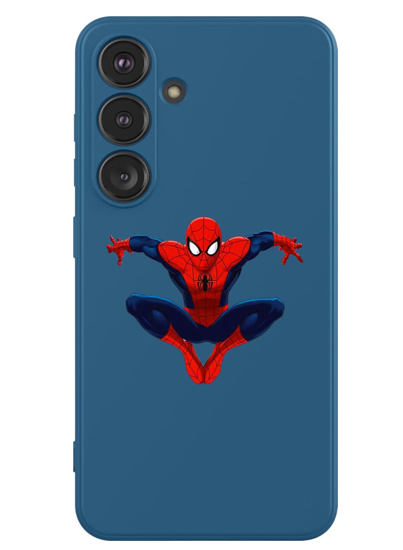 Theodor Protective Slim Fit Case Liquid Silicone Cover with Full Body Protection Anti-Scratch Shockproof Case For Samsung Galaxy S24 (Blue) - Spiderman 1 - Image 1