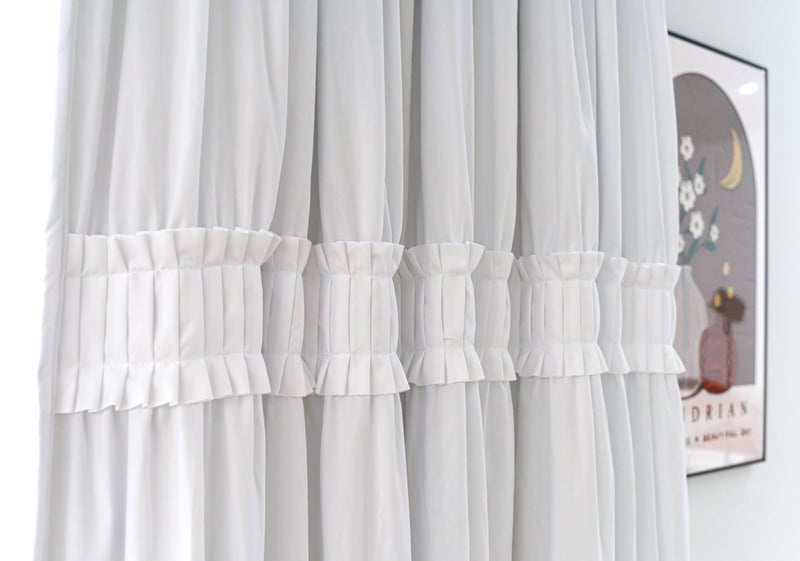 Seibeh Tex Thermal Insulated Blackout Window Curtains, 52" W x 84" L x 2 Panels, Boho Ruched Window Treatments with 3 Rows of Ruffle, Rustic Rod Pocket Drapes for Bedroom (White, 84" L x 52" W) - Image 5