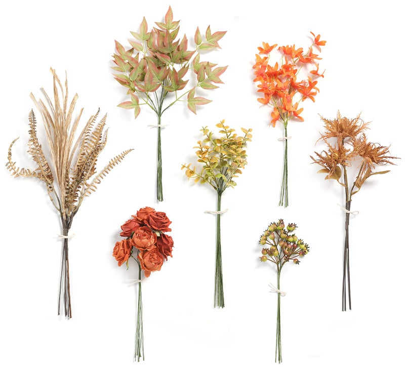 Serra Flora Artificial Greenery Stems Box SetPack of 44pcs with 7 Kinds of Faux Greenery Picks Filler for DIY Bridal Bouquets Wedding Floral Arrangement Table Centerpieces