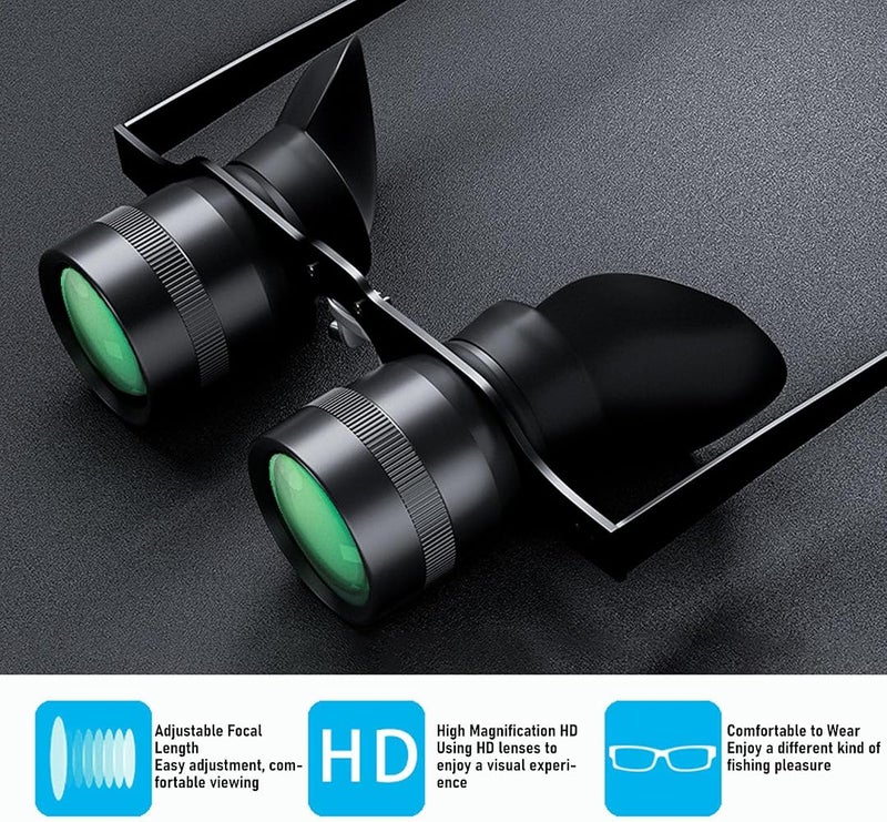 Goshyda Binocular Glasses for Fishing, 10X HD Magnification Handsfree Opera Binocular Glasses for Bird Watching Concerts Theater (Black) - Image 2