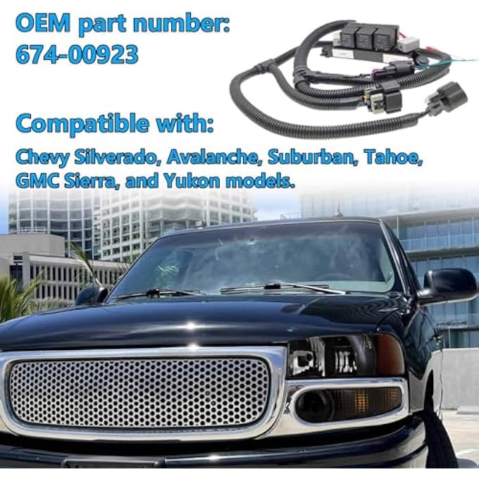 BSNOVT Dual Speed Electric Fan Control Wiring Harness Kit 67400923 Compatible With Chevy Silverado Avalanche Suburban Tahoe Gmc Sierra Yukon Retrofit Stand Alone Electric Fan Harness - Image 3