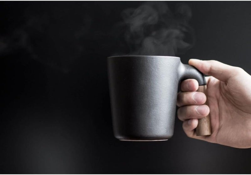 HMM Mugr Cloud Mug 12 oz Ceramic Coffee Cup with Dual Wood Handle Options Scandinavian Inspired High Durability for Hot Cold Drinks Charcoal - Image 3