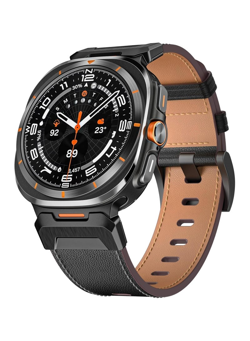 CMGTYYD. أحزمة جلدية أصلية ألترا متوافقة مع ساعة سامسونج جالاكسي 7 ألترا 47 ملم للرجال والنساء، سوار متين سريع الملاءمة، حزام رياضي عريض من الجلد المتين مع محول معدني من الفولاذ المقاوم للصدأ - Image 1