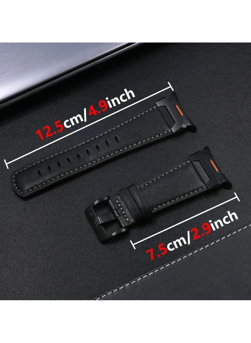 CMGTYYD. أحزمة جلدية أصلية ألترا متوافقة مع ساعة سامسونج جالاكسي 7 ألترا 47 ملم للرجال والنساء، سوار متين سريع الملاءمة، حزام رياضي عريض من الجلد المتين مع محول معدني من الفولاذ المقاوم للصدأ - Image 5