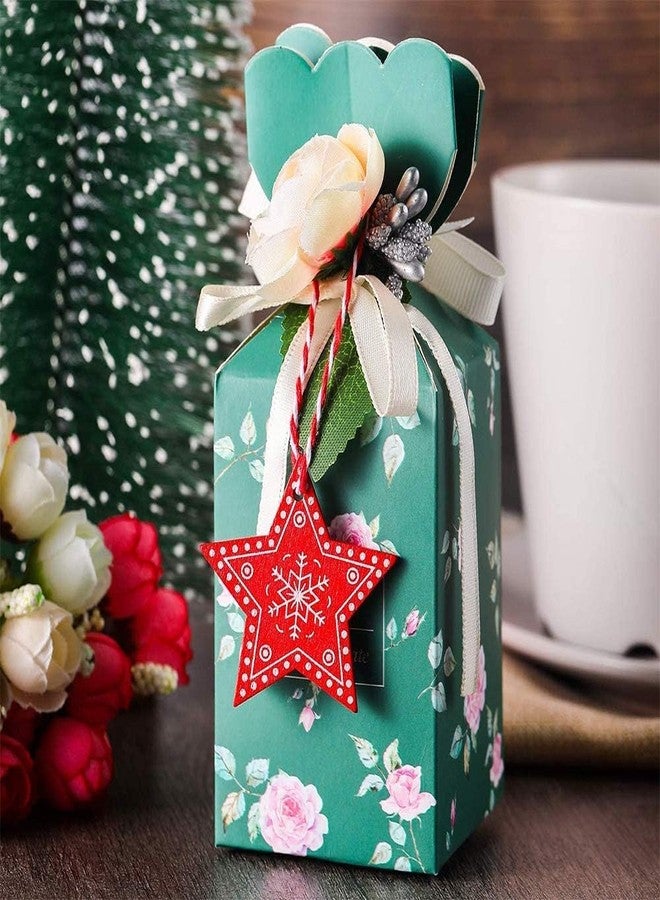 Kriwin 24pcs Christmas Tree Decoration Set with Wooden Hangings, Stars, Candy Canes, Sleds, Bells - Image 3