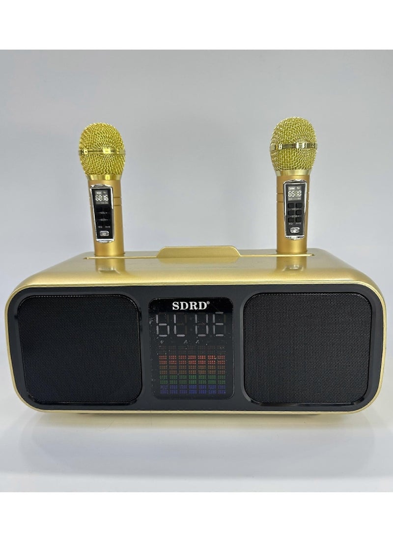 SDRD Karaoke System with Dual UHF Wireless Microphones – Bluetooth & Multi-Port PA Speaker for Adults & Kids – AUX/USB/Type-C/TF Support – Ideal for Home Parties, Events & Outdoor Fun  - Image 1