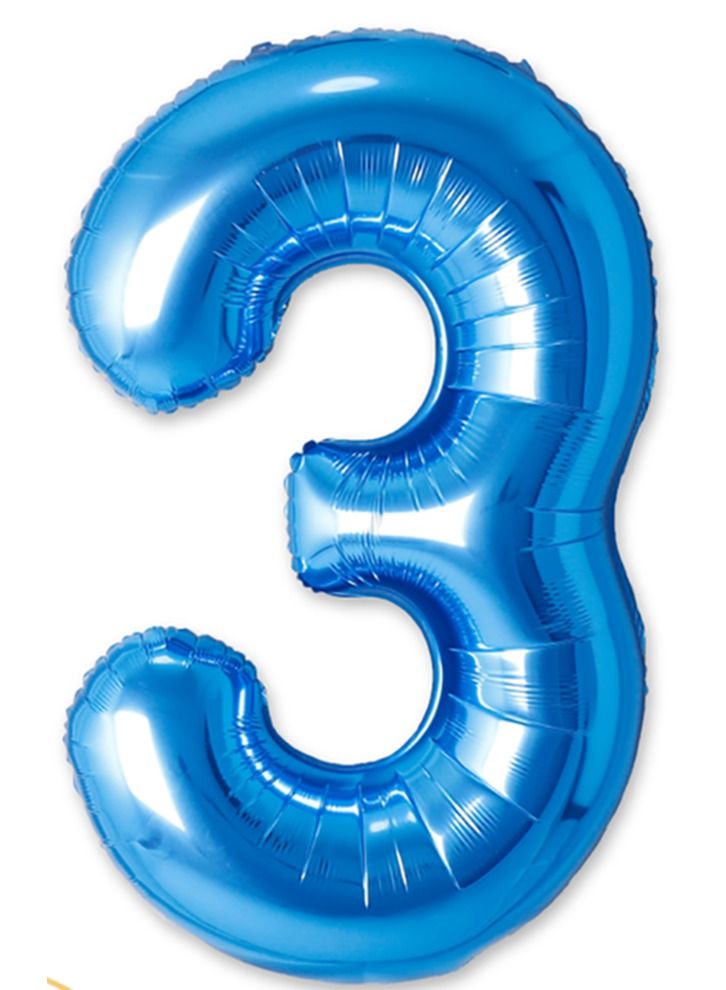 Party Time Number 3 Foil Balloon 40-inch Blue - Image 2