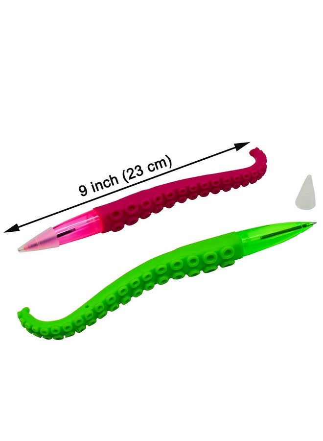 Maydahui 8PCS Octopus Tentacle Shaped Ballpoint Pen Funny Finger Puppet Pen Black Ink Devilfish Fish Pens Soft Silicone for Boys School Student - Image 2