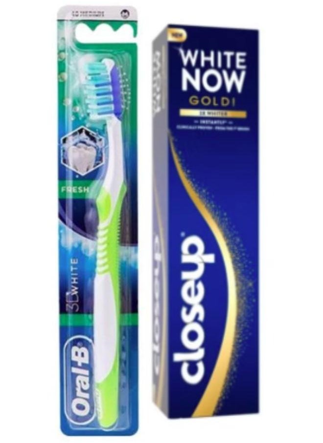 Closeup Closeup White Now Toothpaste Gold 75ml with Oral-B Extra Clean Pro Expert Multi Color Toothbrush - Soft 40  - Image 1
