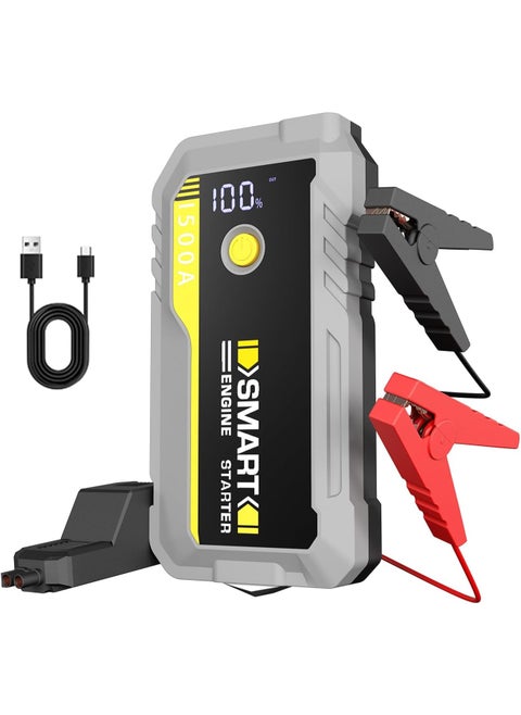 Car Jump Starter 1500A,12V Car Battery Jump Starter Portable, 3 Modes LED Light, Battery Booster, LCD Display, Portable Charger, Storage Case and Jumper Cables for for 7.0L Gas and 5.0L Diesel Engines
