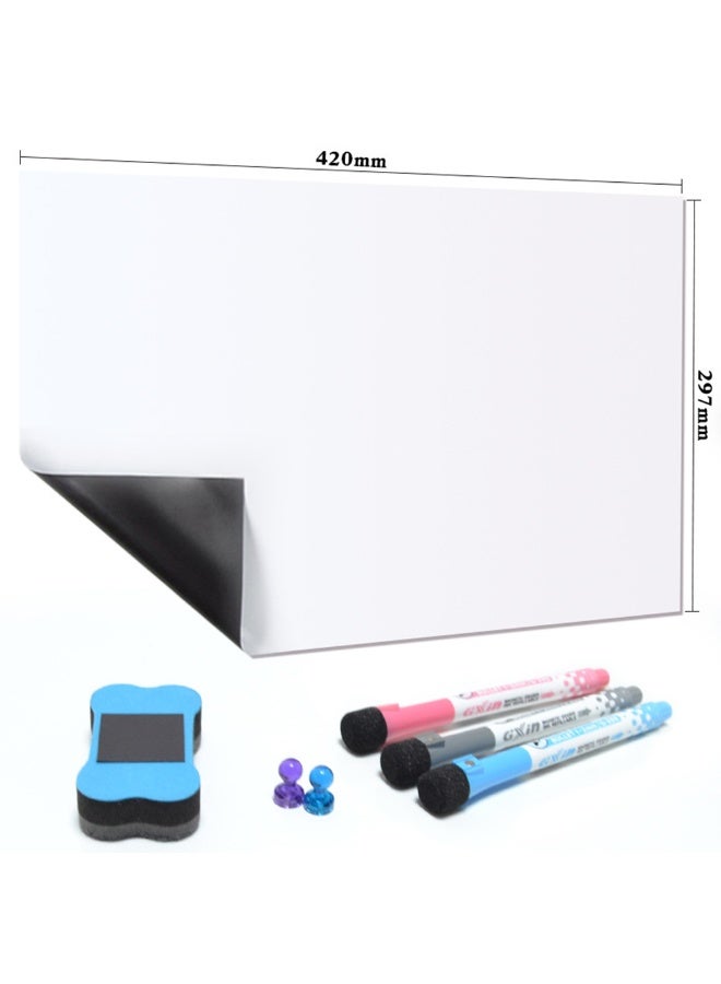Magnetic Dry Erase Whiteboard Paper For Fridge A3 Easy to Write and Clean Magnet Board For Office Home With Pen And Blackboard Eraser - Image 1