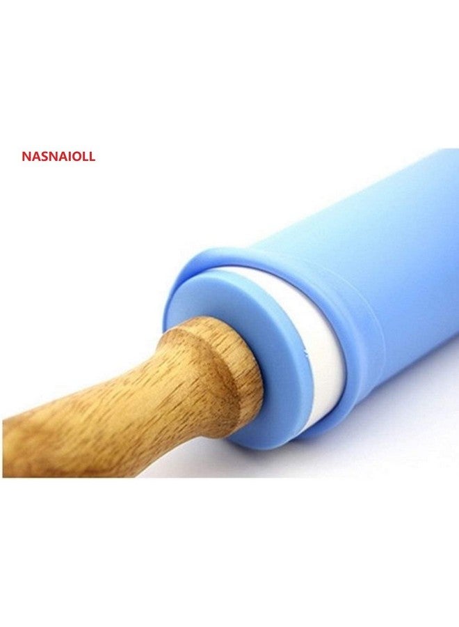 Zeinwap Silicone Rolling Pin Non Stick Surface Wooden Handle 1.6X12 Inch (Random Color) - Image 5