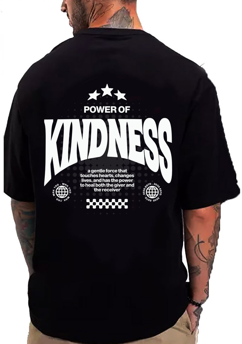 DIVIS Power of Kindness Black Graphic T-Shirt for Men - Image 1