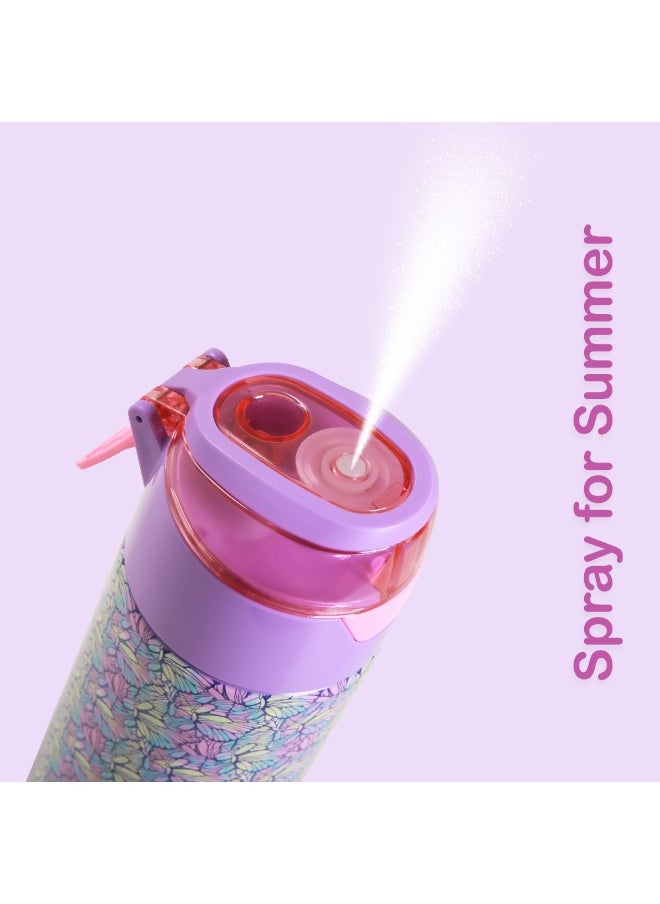 Eazy Kids Eazy Kids - Insulated Stainless Steel Water Bottle w/ Spray -Butterfly, 640ml Purple  - Image 4