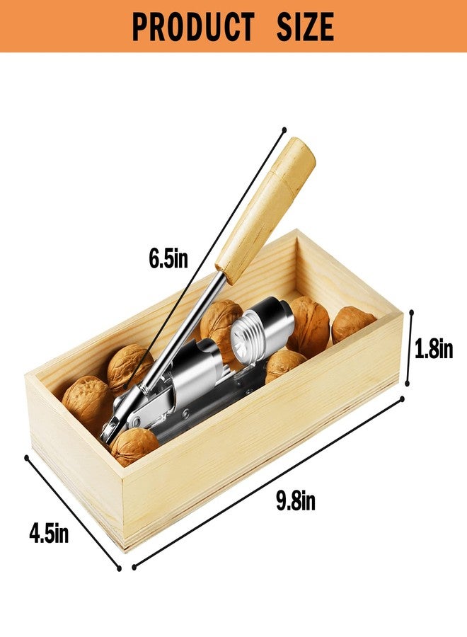 Artcome أداة تكسير جوز البقان شديدة التحمل من Artcome، مزودة بكسارة واحدة، وشوكتين عريضتين، وقاعدة بمقبض خشبي وقاعدة صندوقية خشبية مستطيلة، مناسبة للجوز، والكستناء، واللوز، وجوز البقان، والبندق، وغيرها. - Image 2