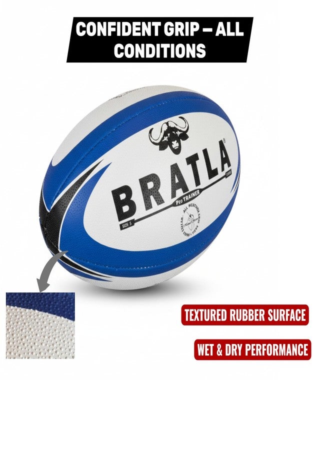 Bratla Pro Training Rugby Ball – Hand Sewn Professional Rugby Practice Ball with 3-Ply Fabric Backing, Long Lasting Grip – Size 5 & Size 4 – Ideal for Training, Match Prep, Clubs & Schools (Size 5) - Image 4