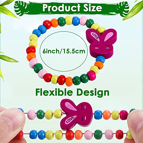 G.C 12 Pcs Girls Bracelets Jewelry for Kids Cute Unicorn Mermaid Animal Pendant Colorful Wooden Beaded Bracelets Princess Pretend Play Gifts for Toddlers - Image 5