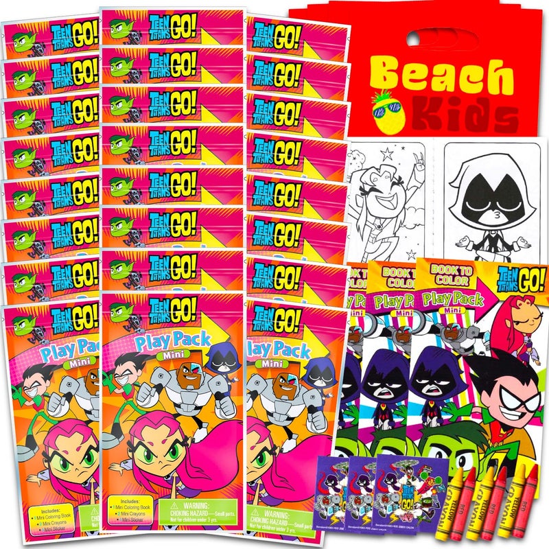 DC Comics Teen Titans GO Mini Party Favors Set Bundle with 24 Teen Titans Play Packs with Coloring Pages Stickers More Teen Titans GO Party Supplies - Image 2