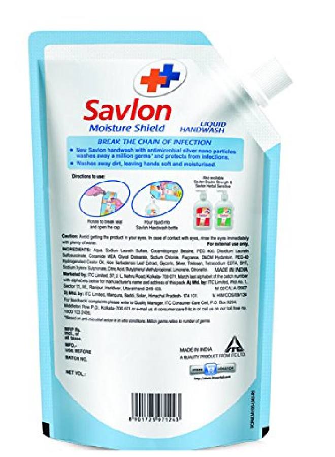Savlon Moisture Shield Germ Protection Liquid Handwash Refill Pouch, 750 Ml - Image 3