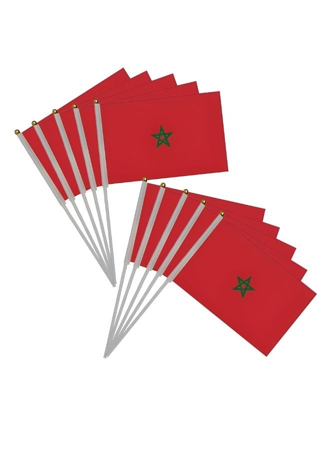 10 Pcs Morocco Hand Flags —21CM Double-Sided Mini Stick Flags for Party & FIFA World Cup 2026 Decor - Image 1