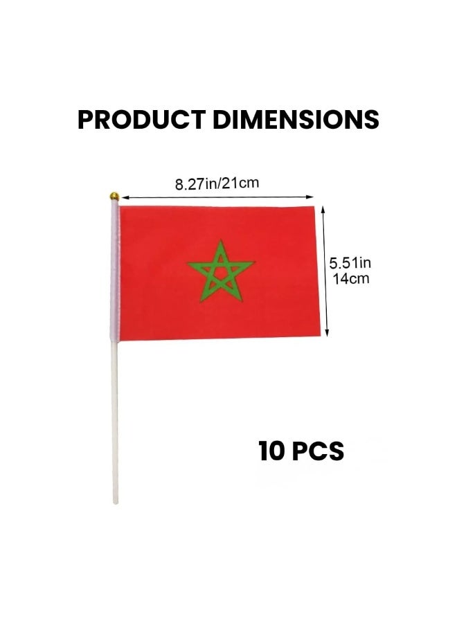 10 Pcs Morocco Hand Flags —21CM Double-Sided Mini Stick Flags for Party & FIFA World Cup 2026 Decor - Image 5